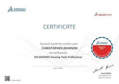 Solidworks CSWP-DT Certificate