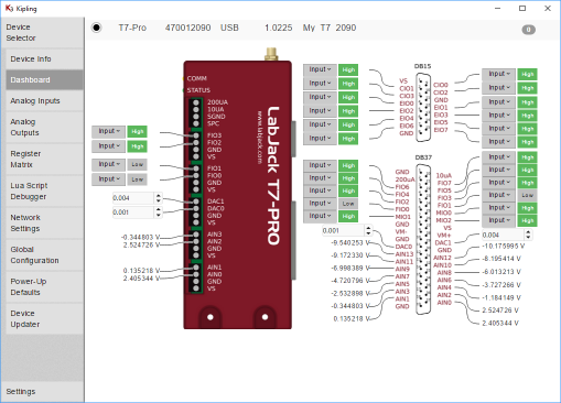 Kiplingv3, a cross platform device configuration and utility application for LabJack devices.